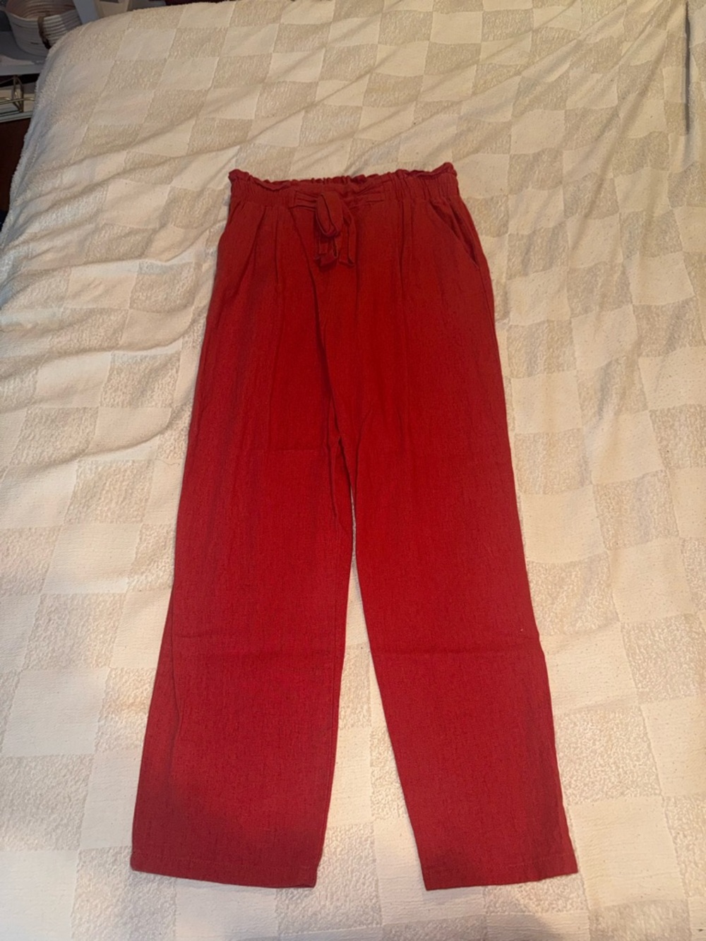 Ambiance Red Wide-Leg Drawstring Pants